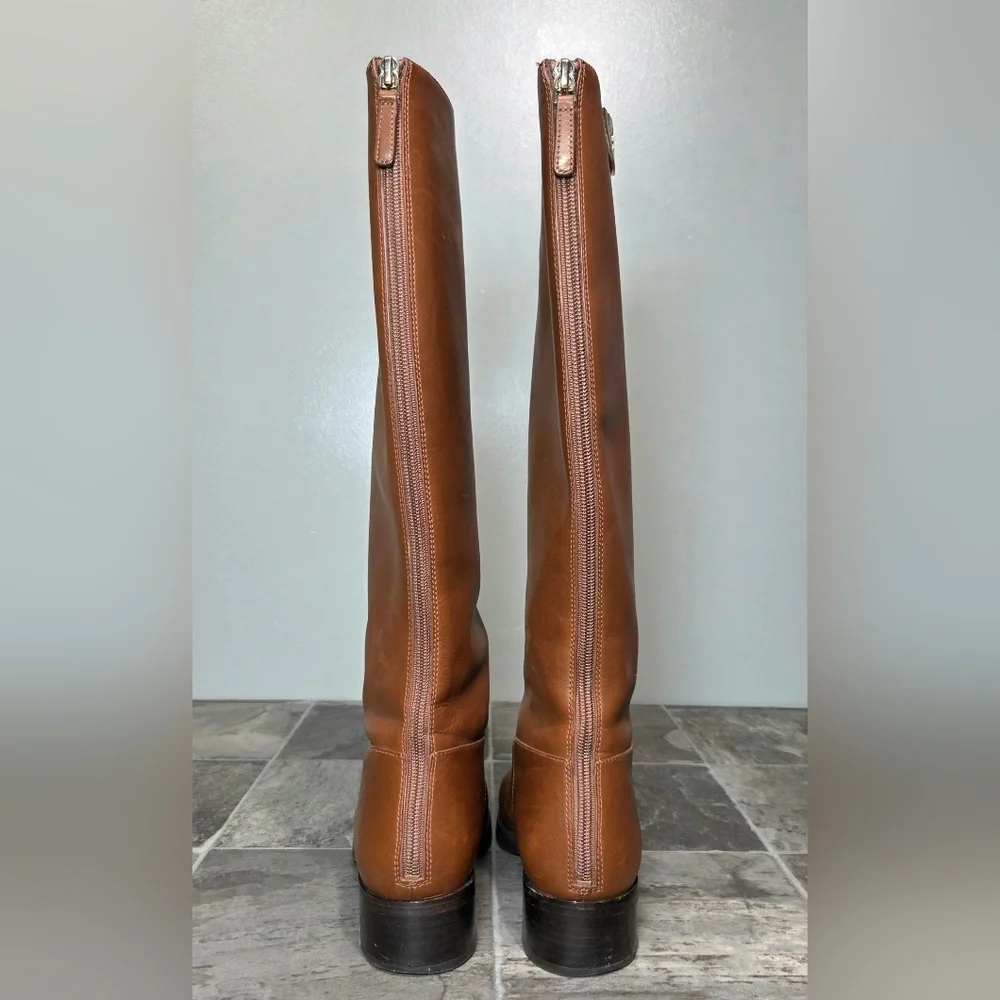 TORY BURCH SIDNEY LEATHER RIDING BOOTS.